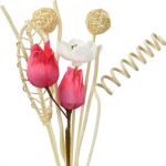 9 Pcs Reed Diffuser Sticks, Red Reed Fragrance Diffuser Flowers Set, Natural Rattan&Handmade Flower Refill Replacement Sticks, House Bedroom Office Decor