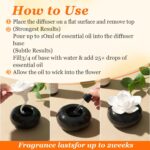 2 Pcs Reedless Ceramic Diffuser Set, Porcelain White Flower Aromatherapy Essential Oil Diffuser for Home Office Bathroom Tabletop Decor, Non-Electric, Valentines Day Gift (Camellia) - Image 2