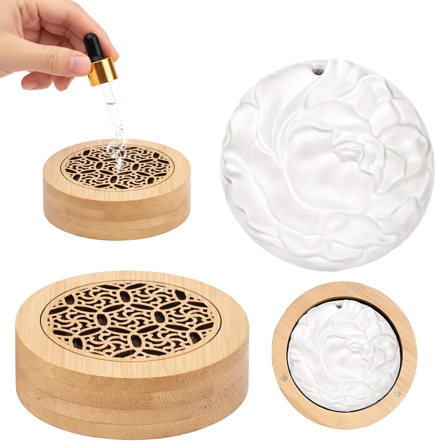 71u4oiJDUZL._AC_SL1500_.jpg 2Pcs Aroma Stone Set, Passive Diffuser, Stone Diffuser Suitable for Meditation Space and Home Fragrance - Image 1