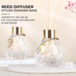 4-Piece Reed Diffuser Set with Metal Golden Decoration, 3.5-4.2oz Empty Bottles and 20 Reed Sticks, Unique Design for Home and Office (4 Different Bottles) - Image 2
