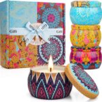 Valentine's Day Scented Candle Gift Set - 4 Pack Long-Lasting Scented Soy Wax Candles with Fig, Lemon, Spring & Lavender, Aromatherapy Candle for Gifts & Spring Home Décor