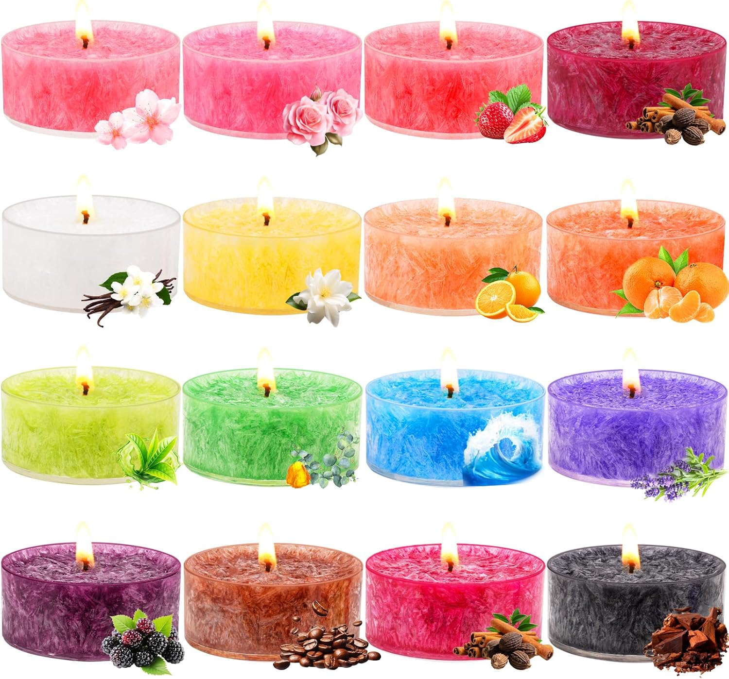 81IW5-2V9ZL._AC_SL1500_.jpg Tealight Candles for Women 16 Pack Aromatherapy Scented Candles Small Candle Gift Set for Women with 16 Scents Long-Lasting Soy Wax Candles for Relaxation, Decor, Christmas, Birthday, Mother's Day - Image 1