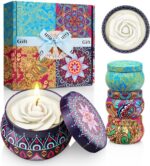 Scented Candles Gift Set: 4 Pack Flower Shaped Christmas Candles for Home Scented - Stress Relief Gifts for Women, Birthday, Mother's Day (Flower)